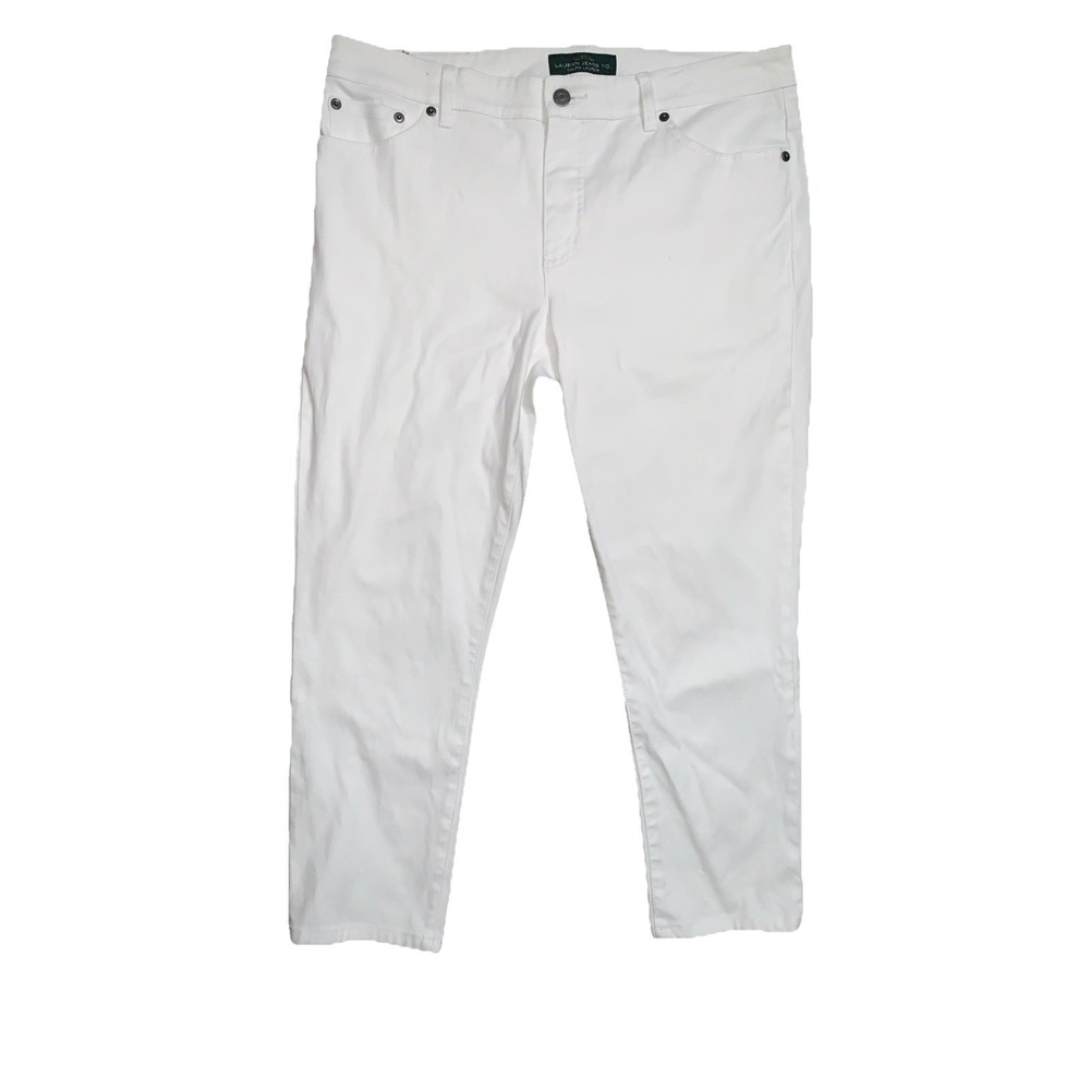 LRL Lauren Ralph Lauren Jeans Womens 12 White Classic Straight Cropped Stretch